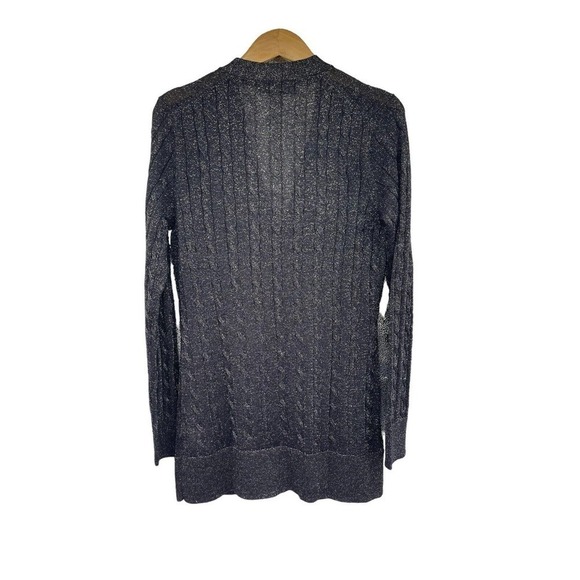 Brooks Brothers Sweater Women M Navy Blue Sparkle Viscose Long Sleeve Cardigan - Picture 5 of 7